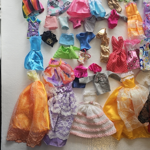 Barbie Doll Dress Collection Pink, Blue, Yellow, Red Lot Bundle Clothes Dresses - Picture 11 of 11